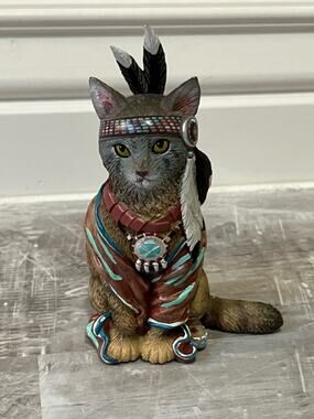 "Chief Runs with Paws" collectible cat figurine from The Hamilton Collection